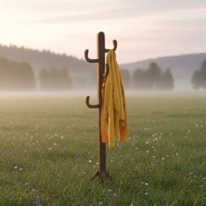 colgador con chaqueta amarilla grande